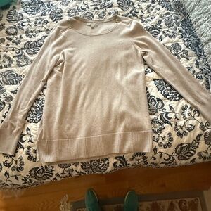 Banana Republic touch of cashmere Beige Crewneck Sweater with Ribbed Hem